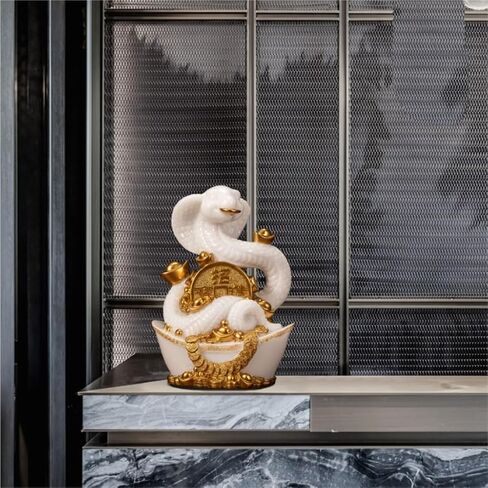 Shelf Decor Chinese Imitation Jade Crafts, Living Room Zodiac Snake Decorations, Entrance Hall Fortune-Seeking Ornaments Decorations for Office in Saudi Arabia
