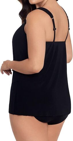 ملابس سباحة نسائية من Miraclesuit بمقاس كبير Razzle Dazzle تدعم الصدر بالكامل وياقة واسعة تانكيني، بدلة استحمام علوية، أسود، 18 واط in Saudi Arabia