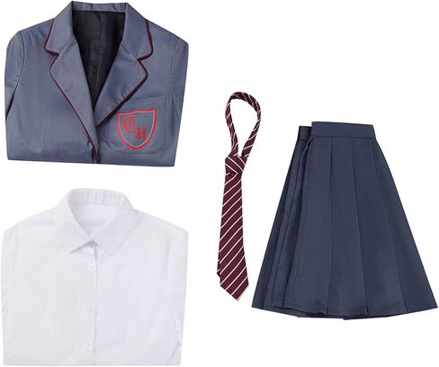 AwwwCos Women The Musical Cosplay Costume Gray School Uniform Dress Coat Uniform Suit Halloween Party Outfit in Saudi Arabia