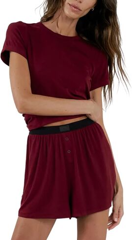 مجموعة Lunya Soft Modal مضلعة علوية وسروال قصير - مجموعات متطابقة للنساء من Tencel Modal in Kuwait
