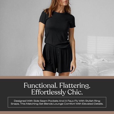 مجموعة Lunya Soft Modal مضلعة علوية وسروال قصير - مجموعات متطابقة للنساء من Tencel Modal in Kuwait