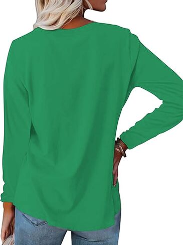Saint Patricks Day Shirt Women Long Sleeve Green St Patricks Day Shamrock Shirt Irish Lucky Clover Heart Graphic Tee Top in Saudi Arabia