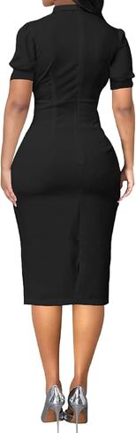 Women's Clergy Dress Short Sleeve Pencil Dress Tab Insert Collar Priest Clergy Dresses with Belts in Saudi Arabia