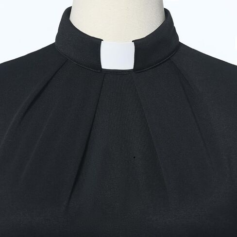 Women's Clergy Dress Short Sleeve Pencil Dress Tab Insert Collar Priest Clergy Dresses with Belts in Saudi Arabia