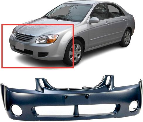 FitParts متوافق مع غطاء المصد الأمامي 2004 2005 2006 Kia Spectra Spectra5 EX SX LX GS GSX Sedan 04 05 06. جديد، جاهز. مع فتحات مصابيح الضباب. 865112F000 KI1000127 in Saudi Arabia