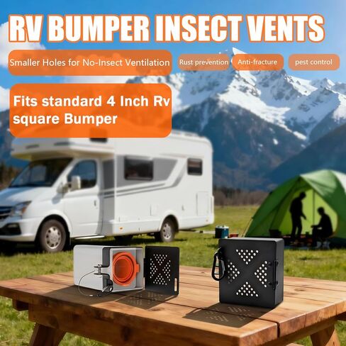 غطاء ممتص الصدمات RV، غطاء ممتص الصدمات لخرطوم النفايات RV، مناسب لمصدات العربة المربعة القياسية مقاس 4 بوصات، مصد RV من الألومنيوم، مع فتحات تهوية، أسود، عبوتان in Saudi Arabia