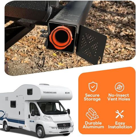 غطاء ممتص الصدمات RV، غطاء ممتص الصدمات لخرطوم النفايات RV، مناسب لمصدات العربة المربعة القياسية مقاس 4 بوصات، مصد RV من الألومنيوم، مع فتحات تهوية، أسود، عبوتان in Saudi Arabia