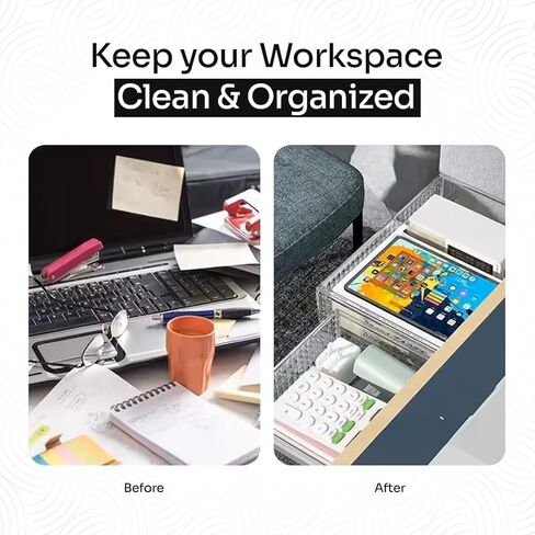 Slide and Stash Under Desk Drawers Office Organizer 2-Pack Small and Medium – Office Organization Drawer Slides Include Adhesive Tape – Easy DIY Installation for Desk Organization, Cupboard, Wardrobe in Saudi Arabia