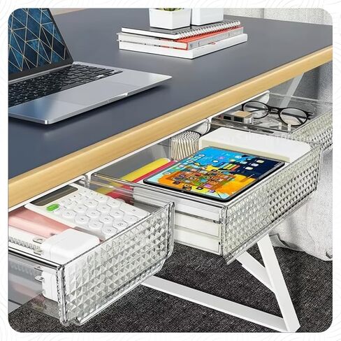 Slide and Stash Under Desk Drawers Office Organizer 2-Pack Small and Medium – Office Organization Drawer Slides Include Adhesive Tape – Easy DIY Installation for Desk Organization, Cupboard, Wardrobe in Saudi Arabia