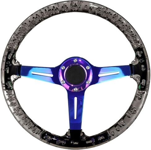 Universal Heart Shape White Steering Wheel with Neo Spoke 6-Holes Bubble Burnt Deep Dish Racing Easy Replacement in Saudi Arabia