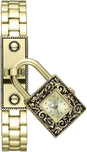 Jessica Simpson Locket Charm Watch for Women - Silver Bracelet, 20mm Square Case, Analog Quartz Movement, Adjustable Metal Band, Gift Box Included (Silver) in Saudi Arabia