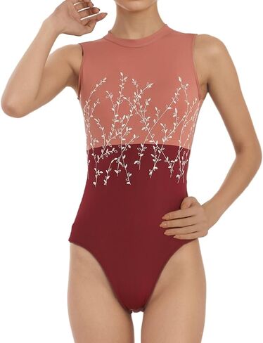 Dance Elite - Brooke - Color Block Embroidery Dance Leotard Sleeveless Keyhole Back in Kuwait
