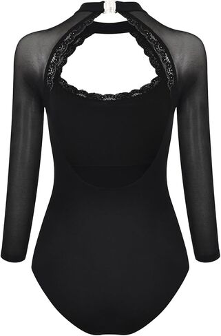Dance Elite - Leah - Women’s High Neck Ballet Leotard with Long Raglan Mesh Sleeves in Saudi Arabia