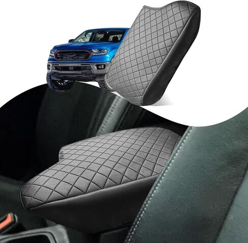غطاء وحدة التحكم المركزية متوافق مع Ford Ranger 2019-2023 غطاء وسادة صندوق مسند الذراع الجلدي وسادة وحدة التحكم الوسطى (ليس لـ 2023 Ranger XL/Raptor/Wildtrak) in Saudi Arabia