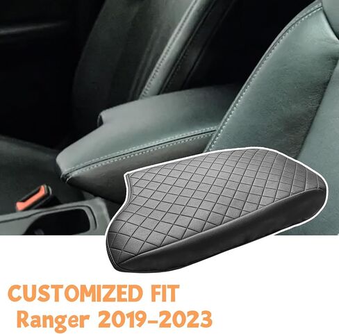 غطاء وحدة التحكم المركزية متوافق مع Ford Ranger 2019-2023 غطاء وسادة صندوق مسند الذراع الجلدي وسادة وحدة التحكم الوسطى (ليس لـ 2023 Ranger XL/Raptor/Wildtrak) in Saudi Arabia