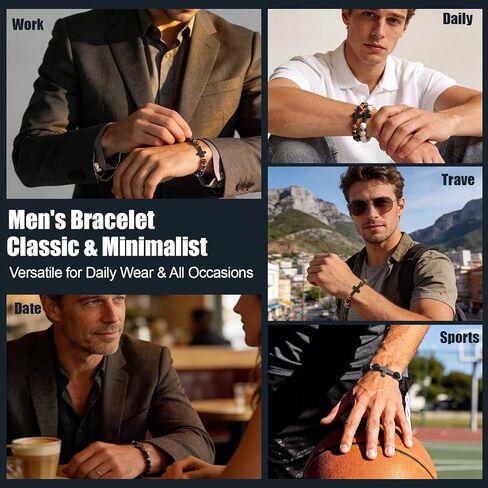 Tondiamo 4pcs Cross Bead Bracelet for Men 8mm Tigers Eye Lava Rock Onyx Black Obsidian American Flag Cross Bracelet Natural Stone Stretch Adjustable Black Wrist Beads for Men Women Gifts in Saudi Arabia