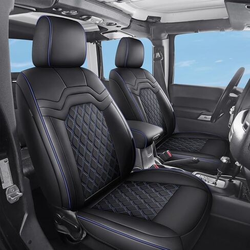 أغطية مقاعد Huidasource Wrangler Fullset 2007-2017، غطاء وسادة مقعد مناسب خصيصًا لسيارة Jeep Wrangler Unlimited Rubicon Sahara Sport Leather High Altitude Willys، وسادة هوائية متوافقة (مجموعة كاملة/أسود) in Kuwait