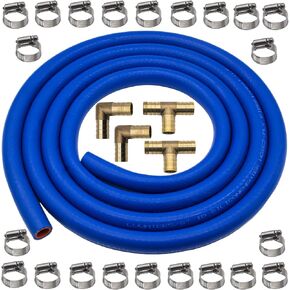 5/8 "X10FT (ID: 16 مللي متر) خرطوم سخان سيليكون المبرد خط مستقيم + 4 قطعة تركيبات خرطوم مخفض النحاس + 22 قطعة مشابك من الفولاذ المقاوم للصدأ in Kuwait