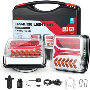 مصابيح مقطورة لاسلكية مغناطيسية من Dinfu - [مزامنة الفرامل العالمية] مجموعة مصابيح سحب متوافقة مع الإشارة بنسبة 100% مع كابل إعداد، USB-C قابل لإعادة الشحن، IP67 للشاحنة، RV، القارب in Kuwait