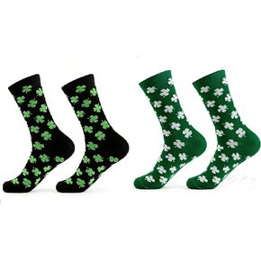 St. Patrick's Day Socks Men Women Green Shamrock-Clover Striped Socks for St. Patrick's Day (2 Pairs) in Saudi Arabia