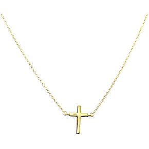 Incredible Chic 14K Yellow Gold Tiny Cross Necklace – Dainty Pendant for Women, 18" Chain, Gift for Her in Saudi Arabia