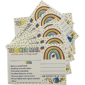 Teacher Mail Notes, 100-Pack Rainbow Design Positive Behavior Cards, 3.6 x 2.5 inches Teacher Must Have for Classroom Elementary Positive Behavior Management Reward in Kuwait