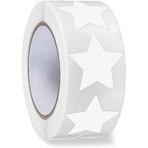 بكرة ملصقات النجوم البيضاء، 500 قطعة من ملصقات النجوم الصغيرة مقاس 1 بوصة ملصقات نجوم ذاتية اللصق، ملصقات نجوم قابلة للإزالة مقاومة للماء لمكافأة الأطفال والحرف التجارية للمعلمين in Kuwait