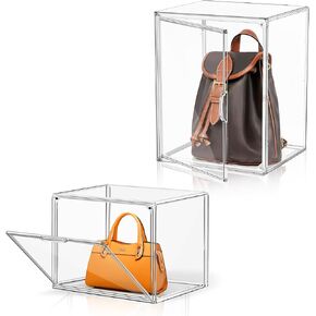 2 حزمة، 1 قطعة منظم تخزين المحفظة 1 قطعة XX-Large طويل القامة صندوق تخزين الاكريليك حقيبة عرض حقيبة خزانة صناديق تخزين للأحذية، والأحذية، وحقيبة كبيرة، وحقيبة الظهر، والمقتنيات، ومستحضرات التجميل in Kuwait