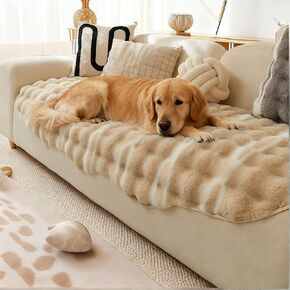 Couch Cover for Dogs, Rabbit Plush Sofa Cover Pet-Friendly Sofa Protector - Washable, Anti-Slip Furniture Protector Pad for Sectional & Couches (Gray, 35" x 70") in Saudi Arabia