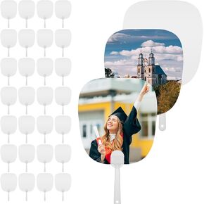 30 جهاز كمبيوتر شخصي من مراوح التسامي المحمولة، مراوح الكنيسة المحمولة مجموعة مزدوجة من جانب مروحة التسامي مجداف الفراغات DIY التسامي مروحة فارغة لضيوف حفلات الزفاف في الكنيسة in Kuwait