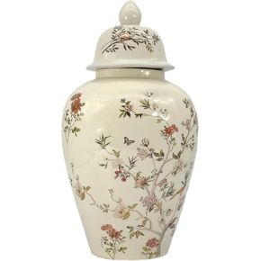 جالت انترناشيونال 18 بوصة سيراميك زهري كريم طلاء زجاجي بلمسة نهائية ريفية لمنزل المزرعة ديكور منزلي جديد برطمان زنجبيل تقليدي in Kuwait