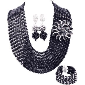 10 صفوف أزياء الزفاف الأفريقي الخرز النيجيري مجوهرات مطرزة مجموعة مجوهرات الزفاف مجموعات in Kuwait