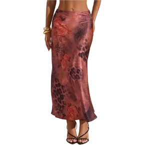 تنورة طويلة نسائية طويلة من SweatyRocks بطبعة زهور الفهد أنيقة ومنخفضة الارتفاع بحاشية ذيل السمكة in Kuwait