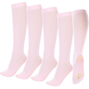 Cuffbow 4 Pairs Pink Ballet Tights Socks Thin Knee High Dancing Socks Women Girls Ballet Stockings for Dance Jazz Shoes in Kuwait