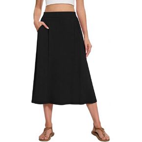 Women's Midi A-Line Skirts Summer Flowy 2026 Elastic High Waisted Casual Skirt with Pockets in Saudi Arabia