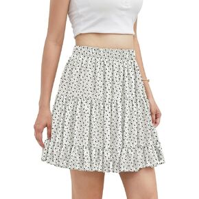 تنورة قصيرة للنساء تنانير قصيرة مكشكشة صيفية غير رسمية من بوهو شيفون عالية الخصر in Kuwait