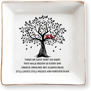Memorial Cardinal Family Tree Jewelry Dish, Sympathy 4" Ceramic Jewelry Tray for Women, In Memory of Loss of Loved One Keepsake - Condolence Gifts for Loss of Dad, Mom, Friends - Remembrance Gift in Saudi Arabia