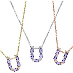 Albert Hern Tanzanite Initial Necklace With Diamonds & 18K Gold Chain | Irresistible Letter Pendants Jewelry | Perfect Valentine’s Day, Anniversary & Birthday Gift in Saudi Arabia