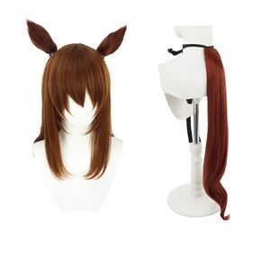 Uma Musume Nakayama Festa Cosplay Wig Hair Role Play Halloween Christmas Comic Convention Costume Party Wigs + Wig Cap in Kuwait