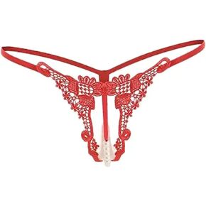 Pearl Ball G-String Thongs for Women T-back Lace Hollow Out Low Waist Thongs Underwear in Saudi Arabia