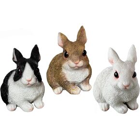 Garden Decor Resin Rabbit Statues, Easter Bunny Figurines, Outdoor Indoor Spring Decorative Animal Sculptures Holiday Tabletop & Shelf Decoration (Black&White) in Kuwait
