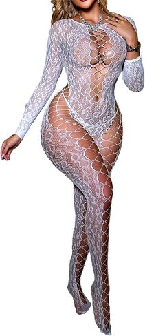 Woman Bodystockings Leopard Print Lingerie for Women Sexy Lace Jumpsuit Full Body Bodysuit Rave Outfits in Saudi Arabia