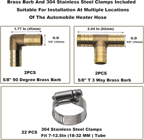 5/8 "X10FT (ID: 16 مللي متر) خرطوم سخان سيليكون المبرد خط مستقيم + 4 قطعة تركيبات خرطوم مخفض النحاس + 22 قطعة مشابك من الفولاذ المقاوم للصدأ in Kuwait