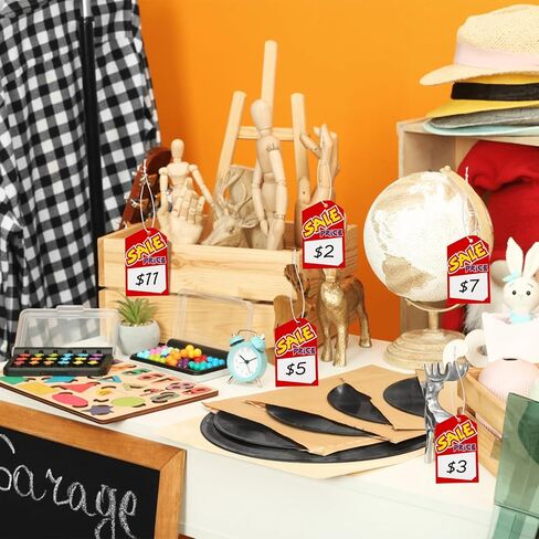 Frcctre 500 Pcs Sale Price Tags with String, 2x3 Inch Blank Retail Price Labels Garage Yard Retail Sale Signs Merchandise Marking Tag for Pricing Jewelry Clothing in Saudi Arabia