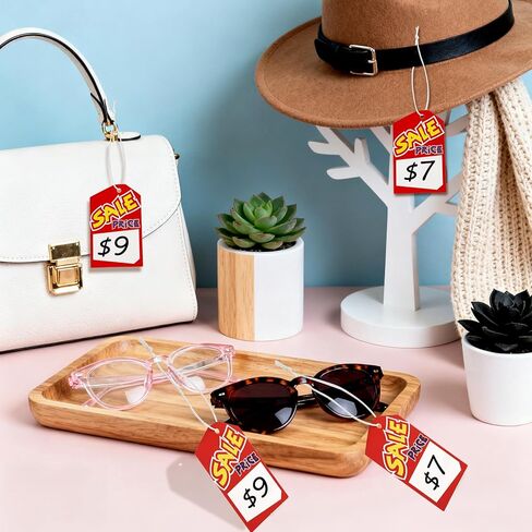 Frcctre 500 Pcs Sale Price Tags with String, 2x3 Inch Blank Retail Price Labels Garage Yard Retail Sale Signs Merchandise Marking Tag for Pricing Jewelry Clothing in Saudi Arabia