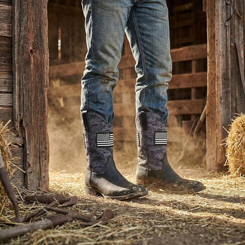 SUREWAY Cowboy Boots For Men - Mens Square Toe Western Boot With Flag,Oil/Slip Resistant,Durable Fashionable Classic Pull on 10 Inch Boots in Saudi Arabia