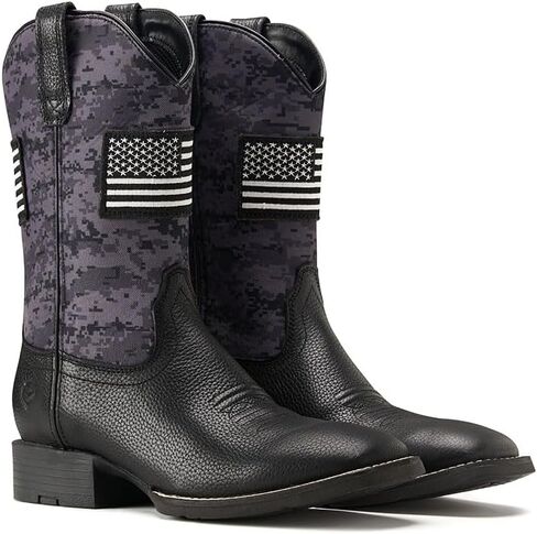 SUREWAY Cowboy Boots For Men - Mens Square Toe Western Boot With Flag,Oil/Slip Resistant,Durable Fashionable Classic Pull on 10 Inch Boots in Saudi Arabia