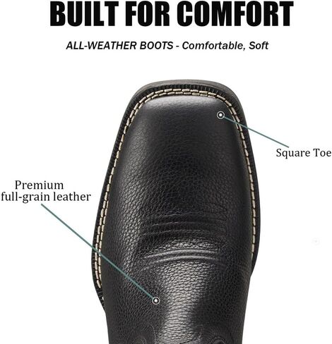 SUREWAY Cowboy Boots For Men - Mens Square Toe Western Boot With Flag,Oil/Slip Resistant,Durable Fashionable Classic Pull on 10 Inch Boots in Saudi Arabia
