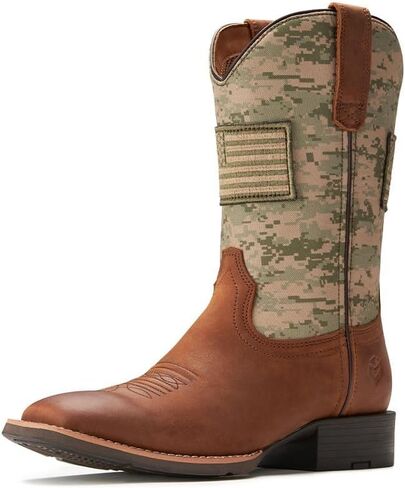 SUREWAY Cowboy Boots For Men - Mens Square Toe Western Boot With Flag,Oil/Slip Resistant,Durable Fashionable Classic Pull on 10 Inch Boots in Saudi Arabia