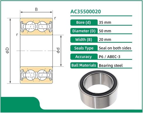 1PCSAC35500020 35X50X20 35BD5020 ACB35X50X20 35BGS5S07G-2DST محامل تكييف in Saudi Arabia